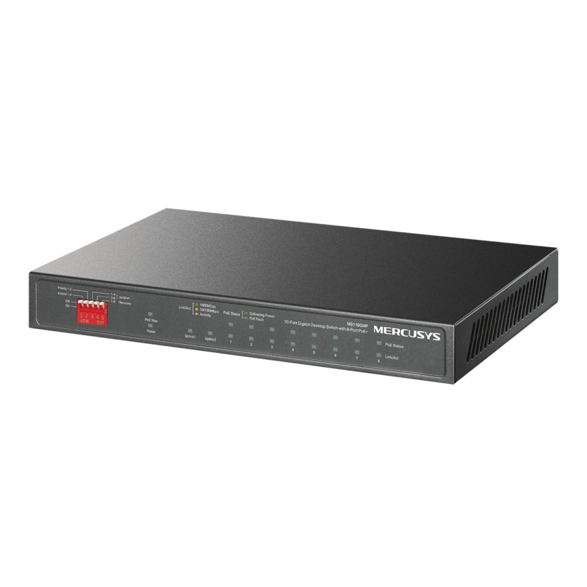 MERCUSYS Desktop Switch MS110GMP, 8x 10/100/1000Mbps PoE+, 2x Gigabit, Ver. 1.0